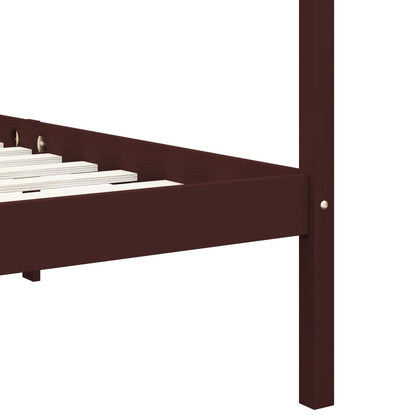 vidaXL Bed Frame | Dark Brown | Solid Pine Wood and Plywood Slats | 90 x 200 cm