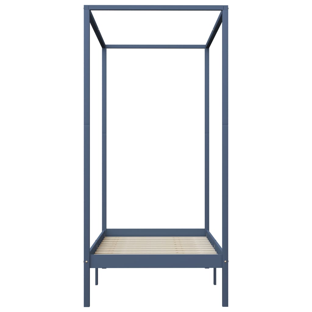 vidaXL Canopy Bed Frame without Mattress Grey Solid Wood 90x200 cm