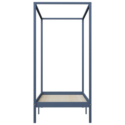 vidaXL Canopy Bed Frame without Mattress Grey Solid Wood 90x200 cm
