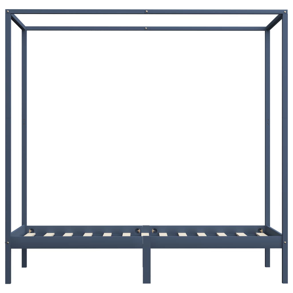 vidaXL Canopy Bed Frame without Mattress Grey Solid Wood 90x200 cm