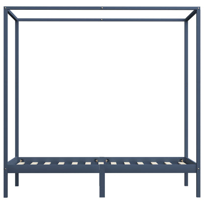 vidaXL Canopy Bed Frame without Mattress Grey Solid Wood 90x200 cm