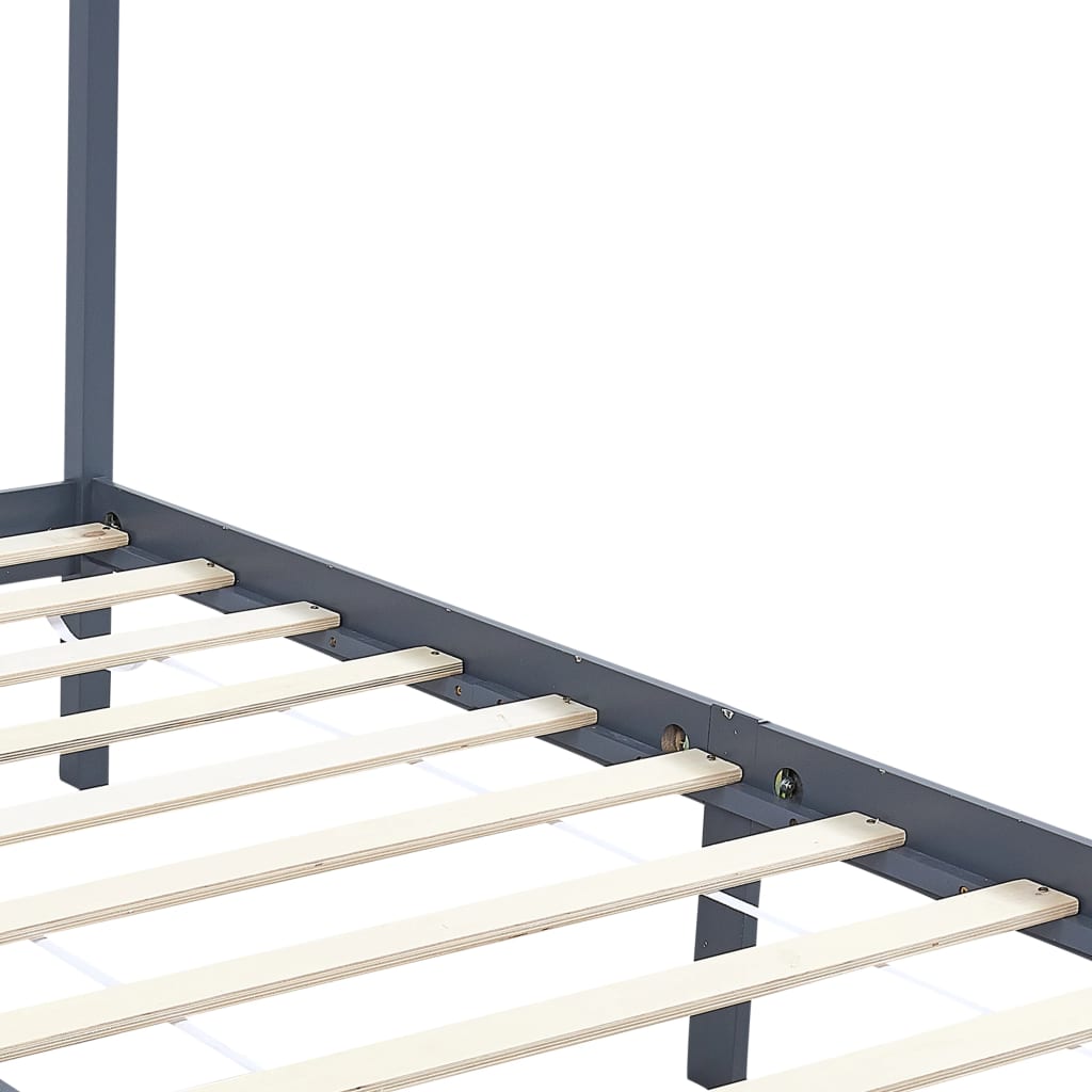 vidaXL Canopy Bed Frame without Mattress Grey Solid Wood 90x200 cm