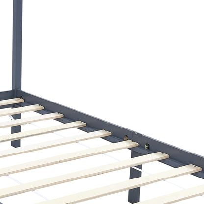 vidaXL Canopy Bed Frame without Mattress Grey Solid Wood 90x200 cm