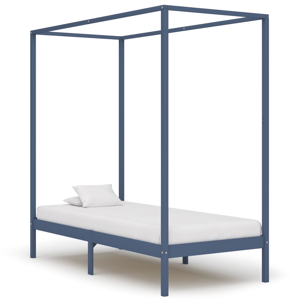 vidaXL Bed Frame | Grey | Solid pine wood and plywood slats | Single | Durable