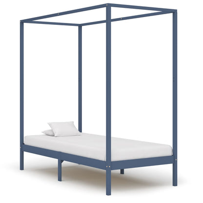 vidaXL Bed Frame | Grey | Solid pine wood and plywood slats | Single | Durable