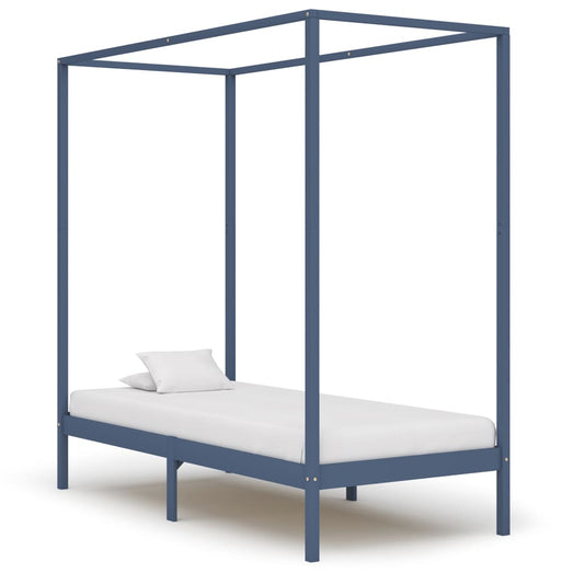 vidaXL Bed Frame | Grey | Solid pine wood and plywood slats | Single | Durable