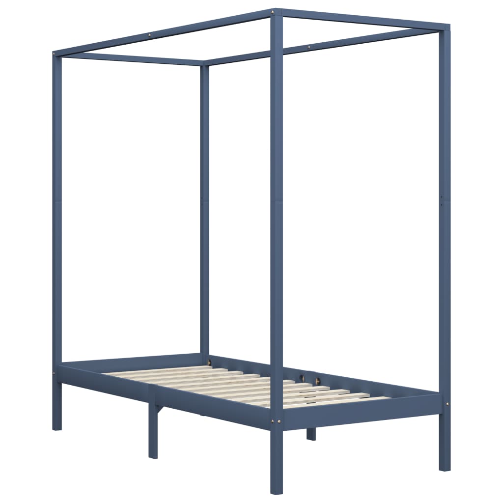 vidaXL Bed Frame | Grey | Solid pine wood and plywood slats | Single | Durable