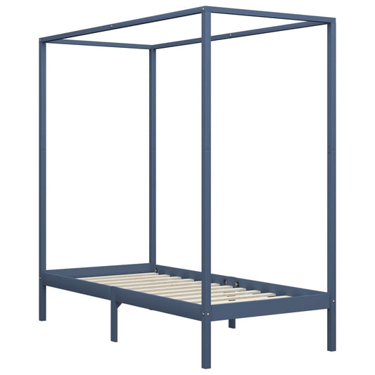 vidaXL Bed Frame | Grey | Solid pine wood and plywood slats | Single | Durable
