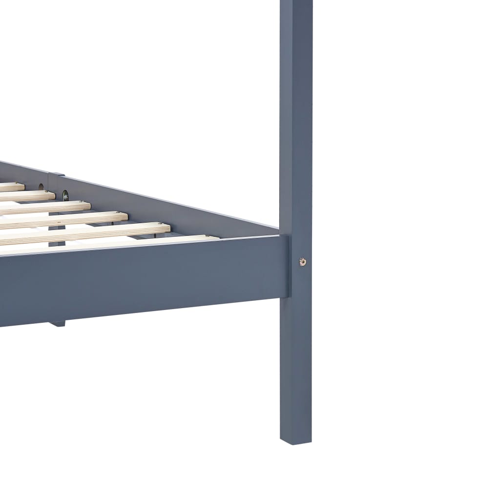 vidaXL Bed Frame | Grey | Solid pine wood and plywood slats | Single | Durable