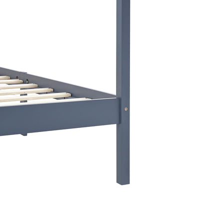 vidaXL Bed Frame | Grey | Solid pine wood and plywood slats | Single | Durable