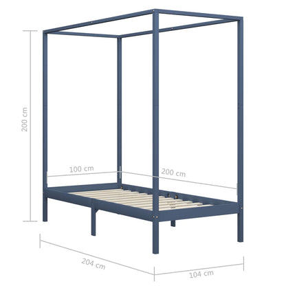 vidaXL Bed Frame | Grey | Solid pine wood and plywood slats | Single | Durable
