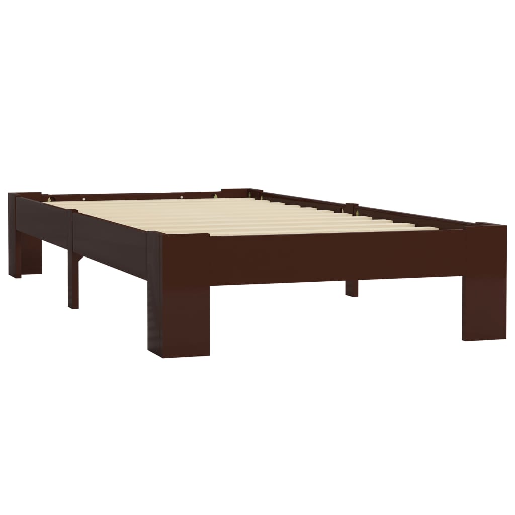 vidaXL Bed Frame | Dark Brown | Solid Pine Wood, Plywood Slats | Single