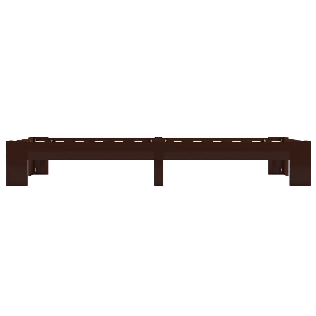 vidaXL Bed Frame | Dark Brown | Solid Pine Wood, Plywood Slats | Single
