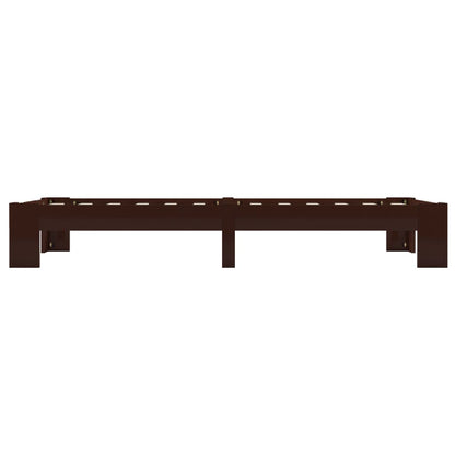 vidaXL Bed Frame | Dark Brown | Solid Pine Wood, Plywood Slats | Single