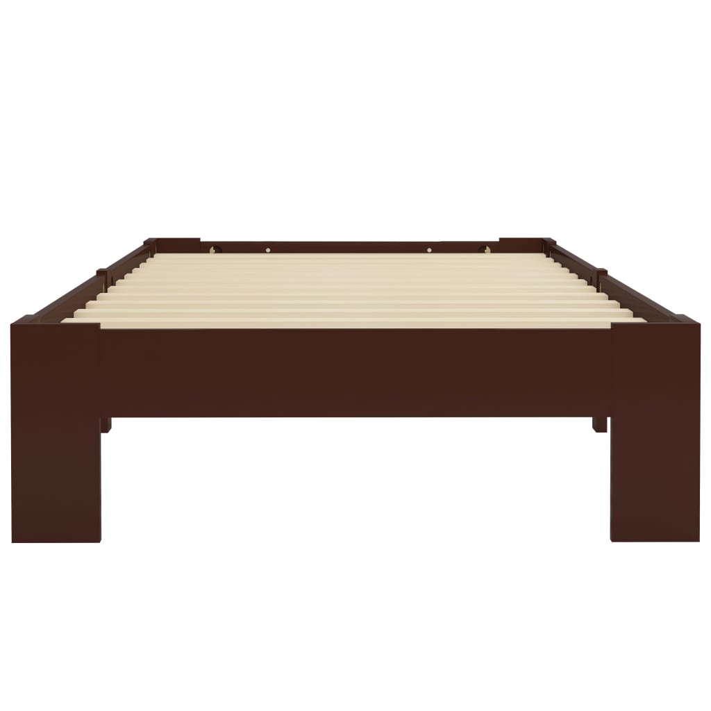 vidaXL Bed Frame | Dark Brown | Solid Pine Wood, Plywood Slats | Single