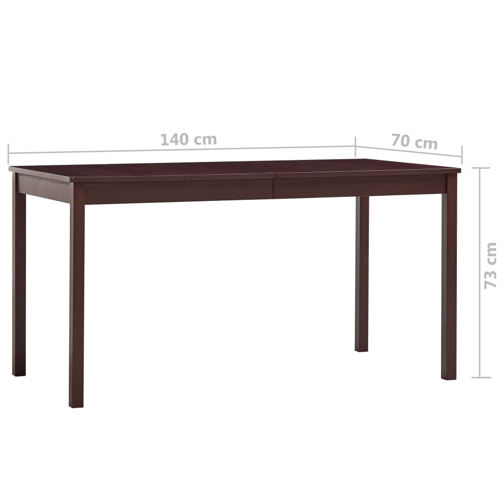 vidaXL Dining Table Dark Brown 140x70x73 cm Pinewood