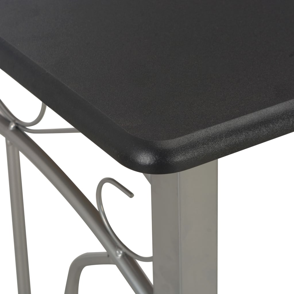 vidaXL 3 Piece Bar Set Wood and Steel Black