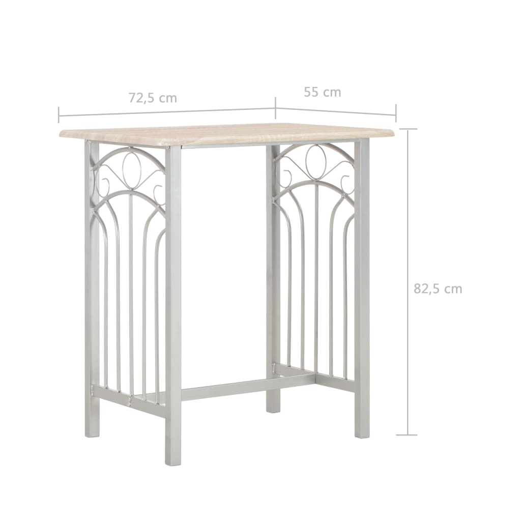 vidaXL 3 Piece Bar Set Wood and Steel