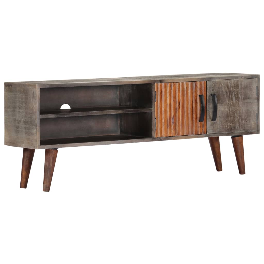 vidaXL TV Cabinet Grey 130x30x46 cm Solid Rough Mango Wood