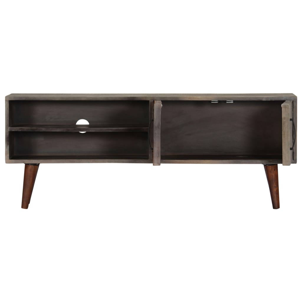 282743 vidaXL TV Cabinet Grey 130x30x46 cm Solid Rough Mango Wood