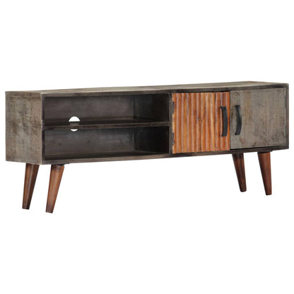 282743 vidaXL TV Cabinet Grey 130x30x46 cm Solid Rough Mango Wood