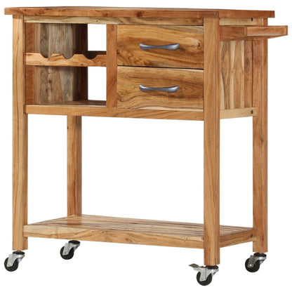 vidaXL Kitchen Trolley 80x45x91 cm Solid Acacia Wood
