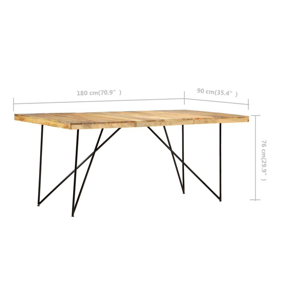 vidaXL Dining Table 180x90x76 cm Solid Mango Wood