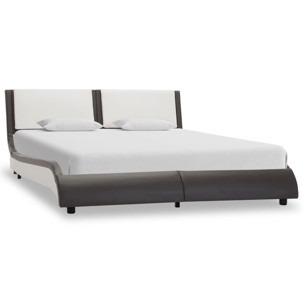 vidaXL Bed Frame with LED without Mattress Grey and White 120x190 cm