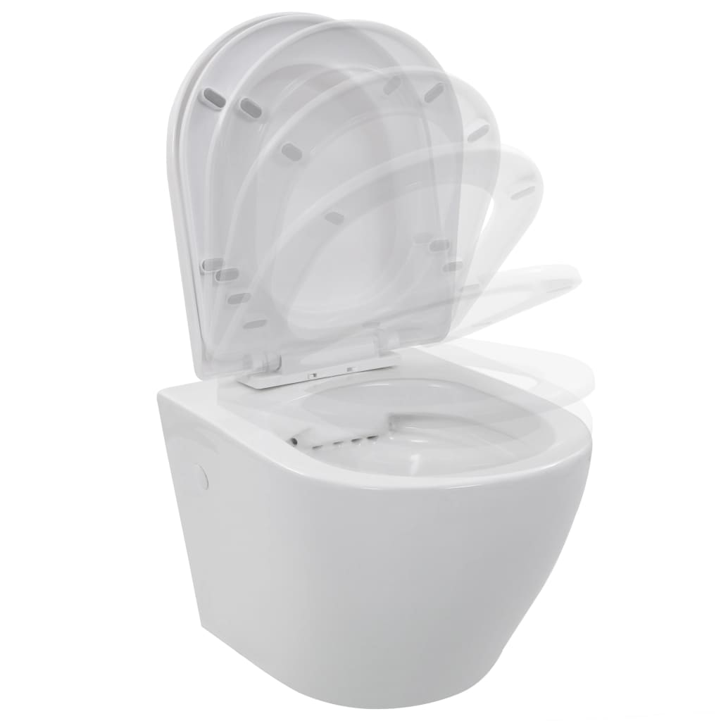 vidaXL Wall Hung Rimless Toilet Ceramic White