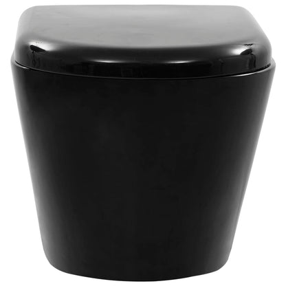 vidaXL Wall Hung Rimless Toilet Ceramic Black