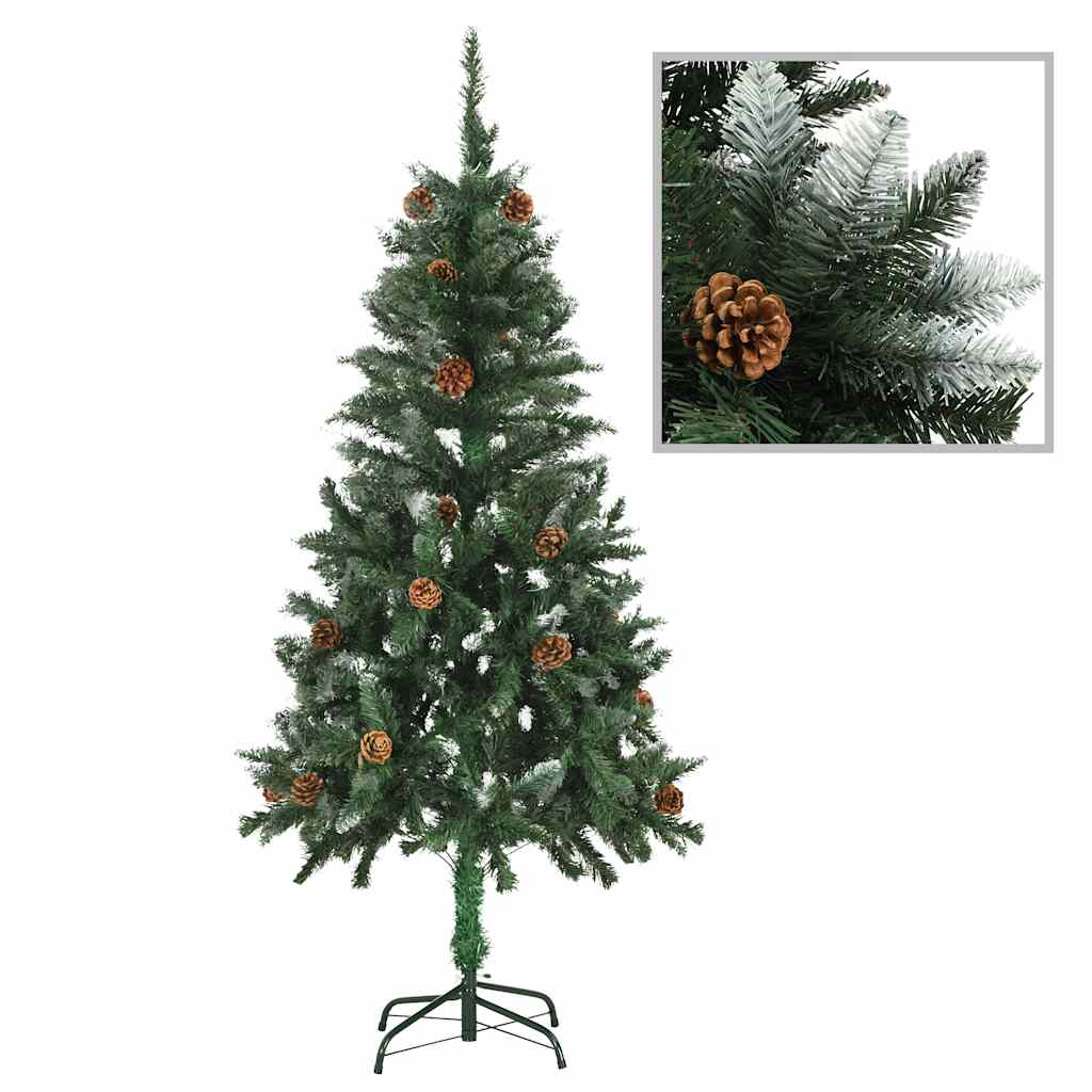 284317 vidaXL Artificial Christmas Tree with Pine Cones and White Glitter 150 cm