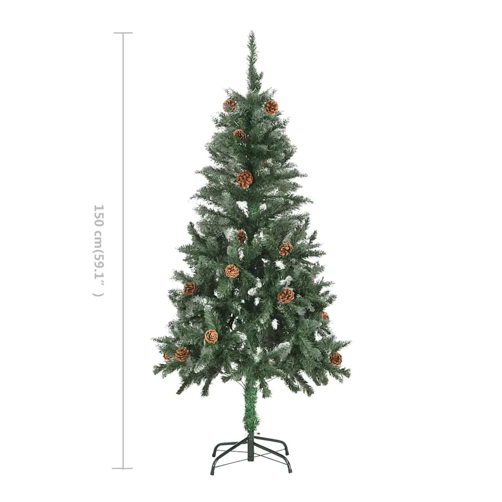 284317 vidaXL Artificial Christmas Tree with Pine Cones and White Glitter 150 cm