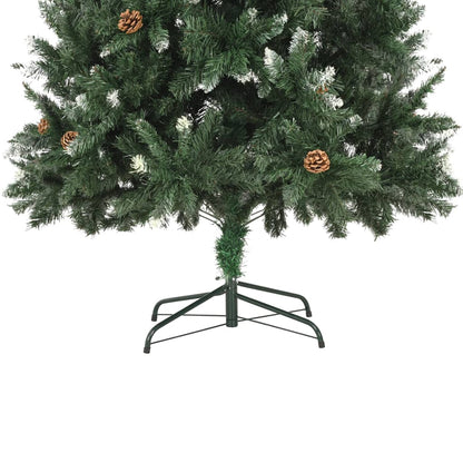 vidaXL Artificial Christmas Tree with Pine Cones and White Glitter 210 cm