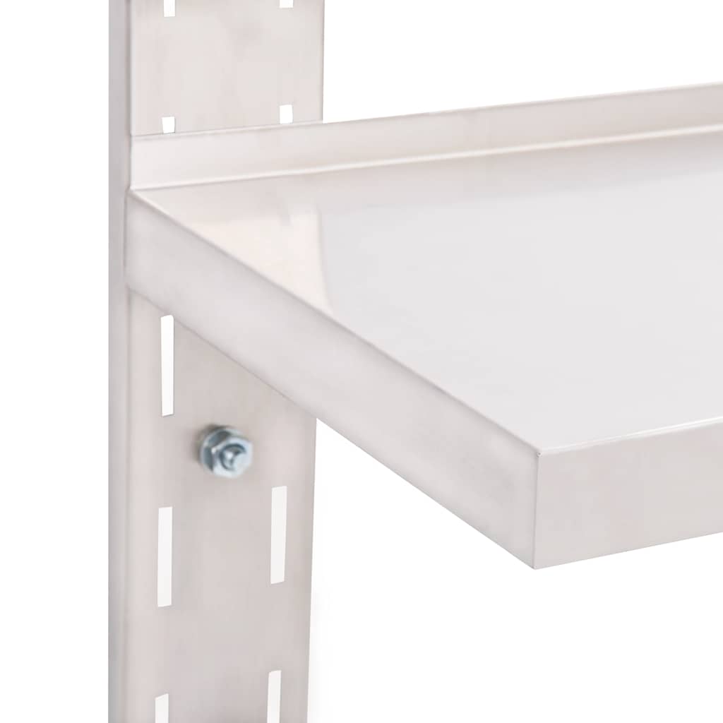 vidaXL 2-Tier Floating Wall Shelf Stainless Steel 100x30 cm
