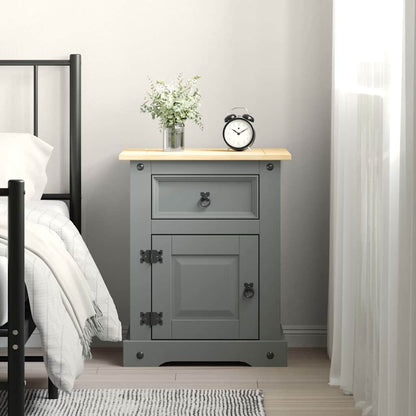 282617 vidaXL Bedside Cabinet Mexican Pine Corona Range Grey 53x39x67 cm