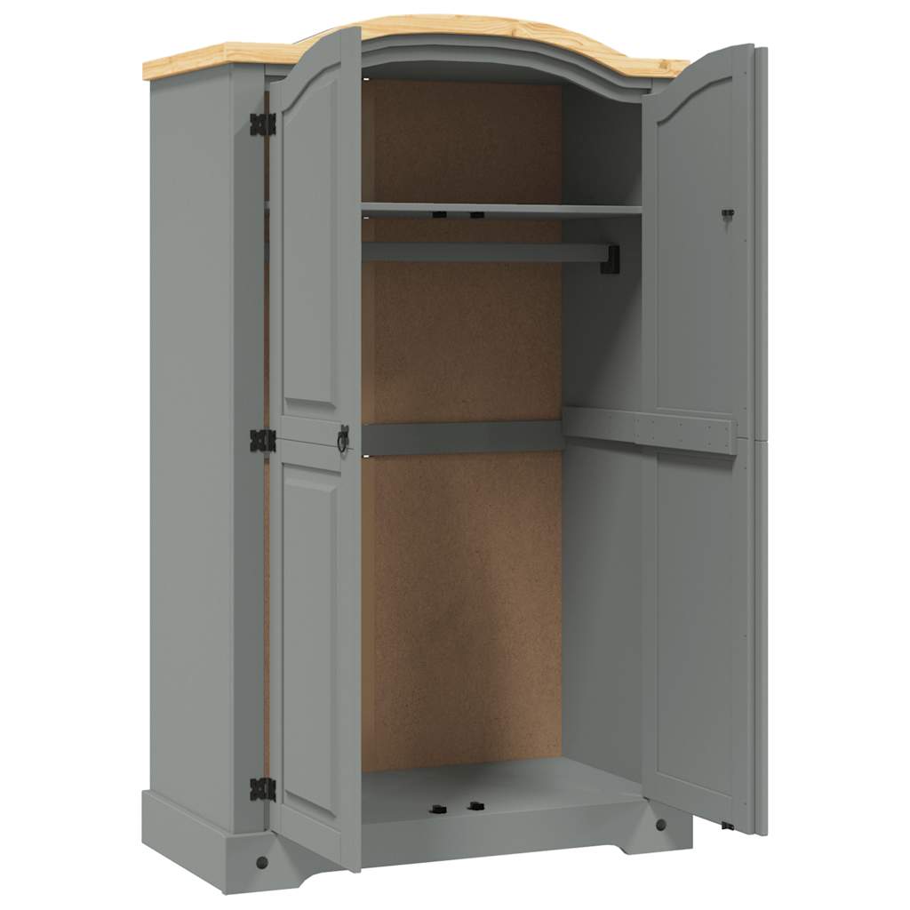 282619 vidaXL Wardrobe Mexican Pine Corona Range 2 Doors Grey