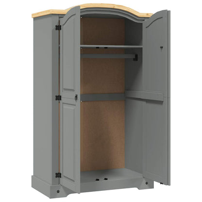 282619 vidaXL Wardrobe Mexican Pine Corona Range 2 Doors Grey
