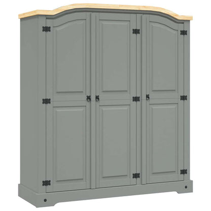 vidaXL Wardrobe | Grey Body with Brown Top | Solid Pinewood | Large | Wardrobe