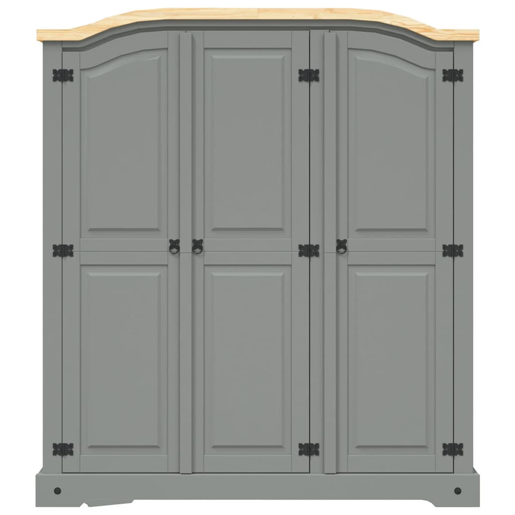 vidaXL Wardrobe | Grey Body with Brown Top | Solid Pinewood | Large | Wardrobe