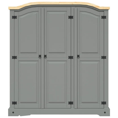 vidaXL Wardrobe | Grey Body with Brown Top | Solid Pinewood | Large | Wardrobe