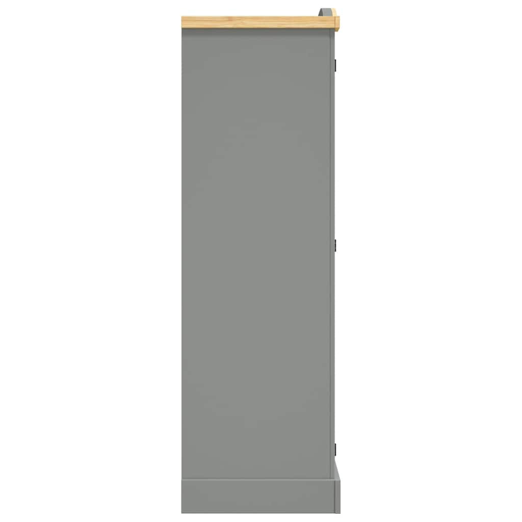 vidaXL Wardrobe | Grey Body with Brown Top | Solid Pinewood | Large | Wardrobe