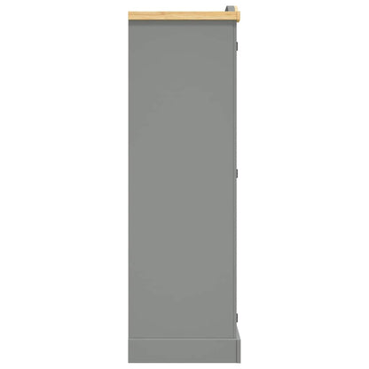 vidaXL Wardrobe | Grey Body with Brown Top | Solid Pinewood | Large | Wardrobe