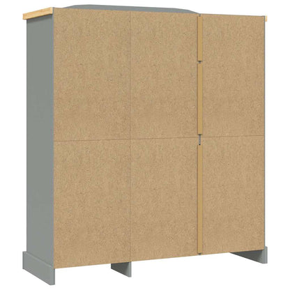 vidaXL Wardrobe | Grey Body with Brown Top | Solid Pinewood | Large | Wardrobe