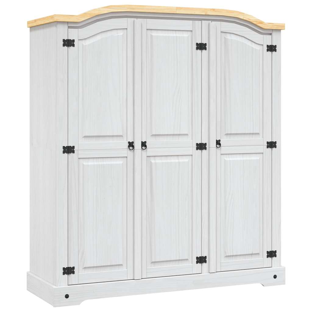 vidaXL Wardrobe | White body and brown top | Solid pinewood | Large | Wardrobe