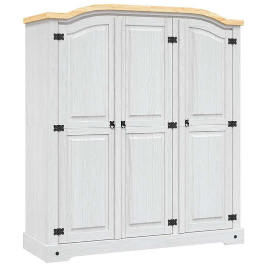 vidaXL Wardrobe | White body and brown top | Solid pinewood | Large | Wardrobe