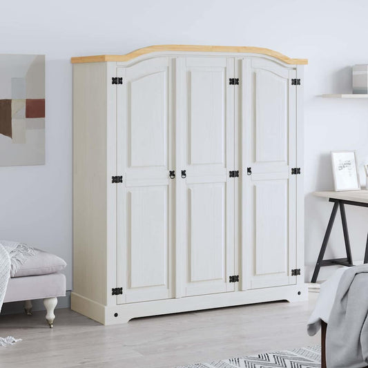 vidaXL Wardrobe | White body and brown top | Solid pinewood | Large | Wardrobe