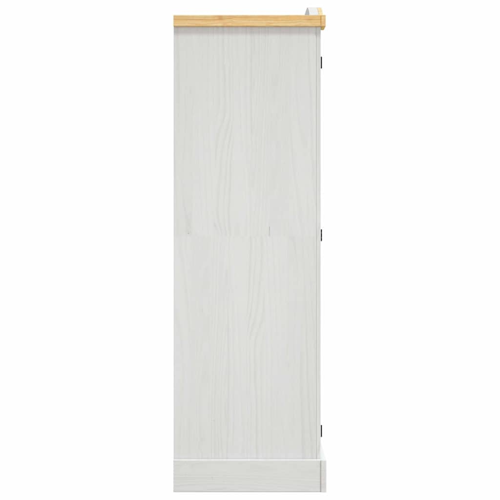 vidaXL Wardrobe | White body and brown top | Solid pinewood | Large | Wardrobe