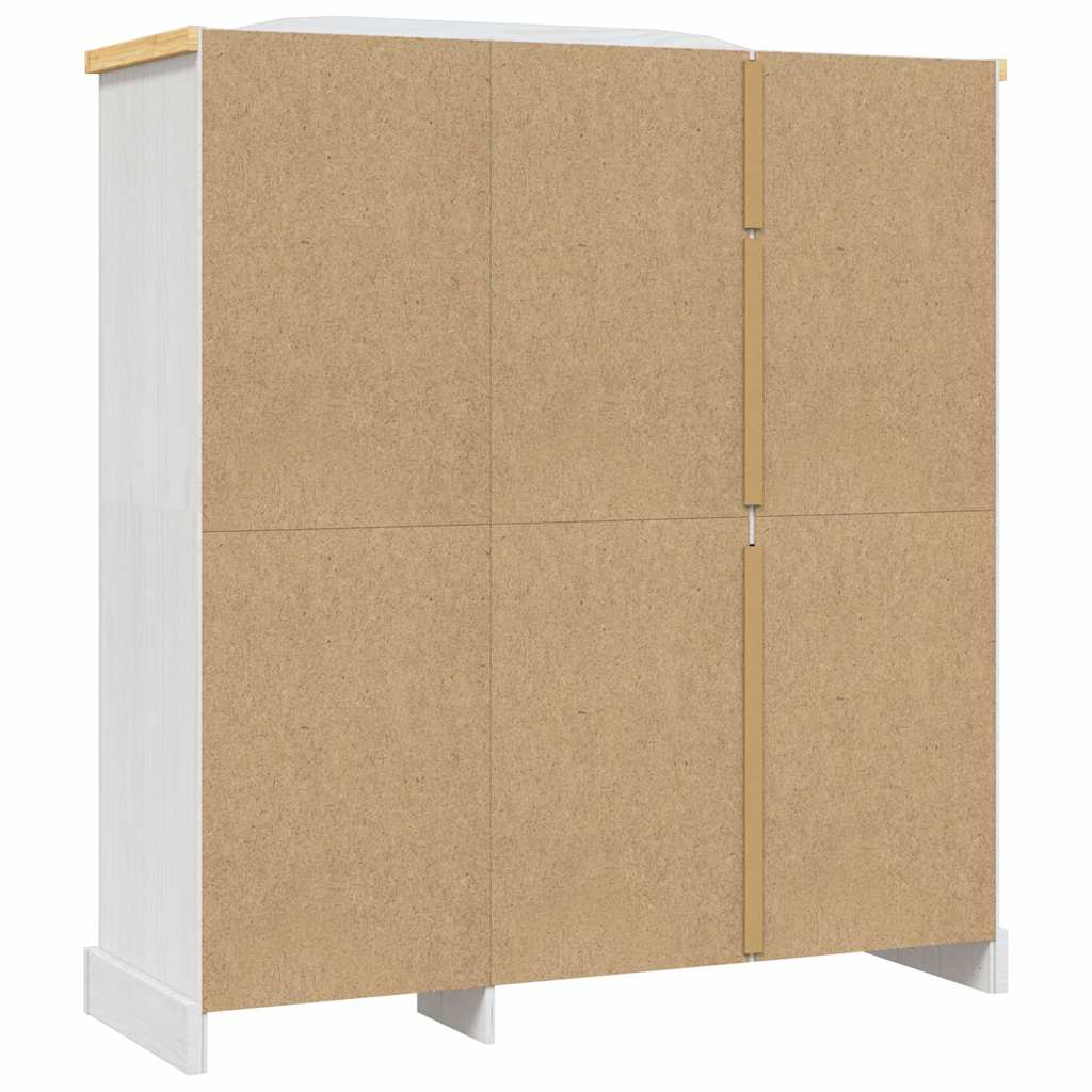 vidaXL Wardrobe | White body and brown top | Solid pinewood | Large | Wardrobe