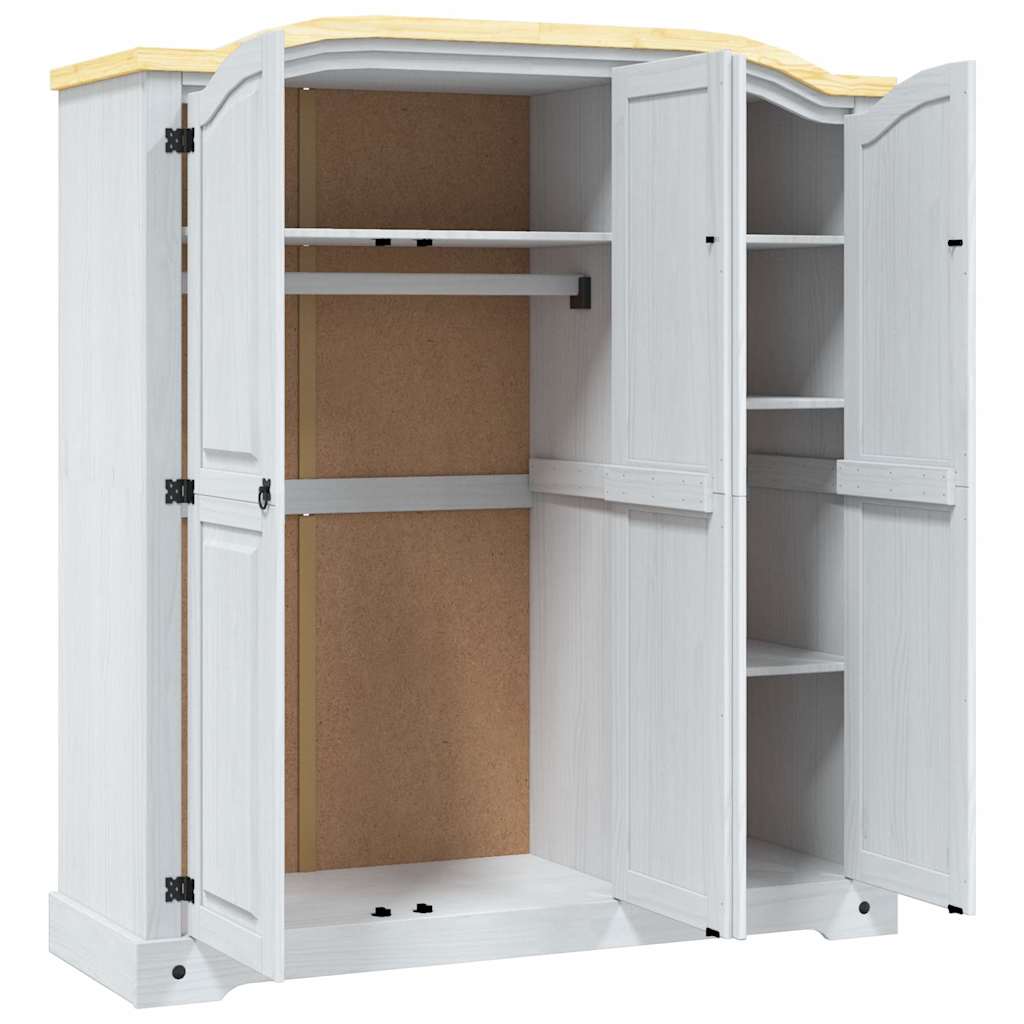 vidaXL Wardrobe | White body and brown top | Solid pinewood | Large | Wardrobe
