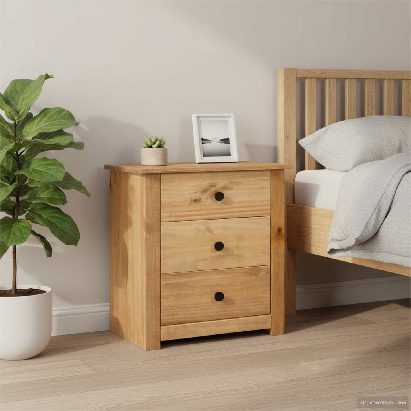 282652 vidaXL Bedside Cabinet 46x40x57 cm Pinewood Panama Range
